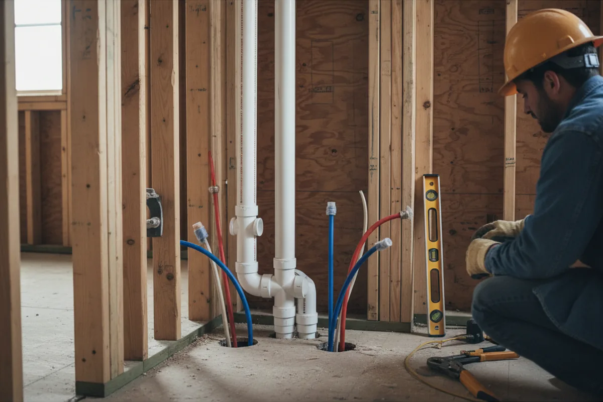 Drain and supply rough-in during Toilet Repair and Installation in Oldwick